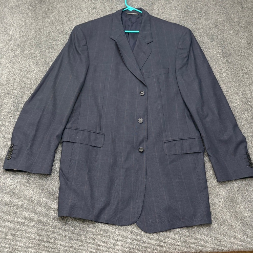 Coppley Ermenegildo Zegna Wool Sport Coat Blazer Navy Plaid 47W 41 Long Big Tall